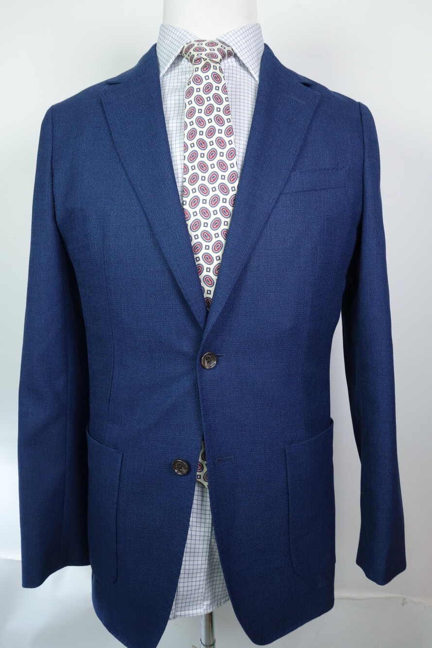 Bonobos Blazer Mens 38 Long Blue Italian Wool Slim Fit Tweed Sport Coat Jacket